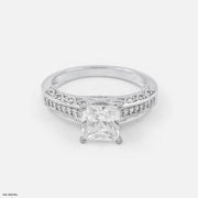 1 Carat Princess Cut Diamond Ring 18K White Gold