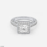 Fashion Halo Diamond Rings 18K White Gold