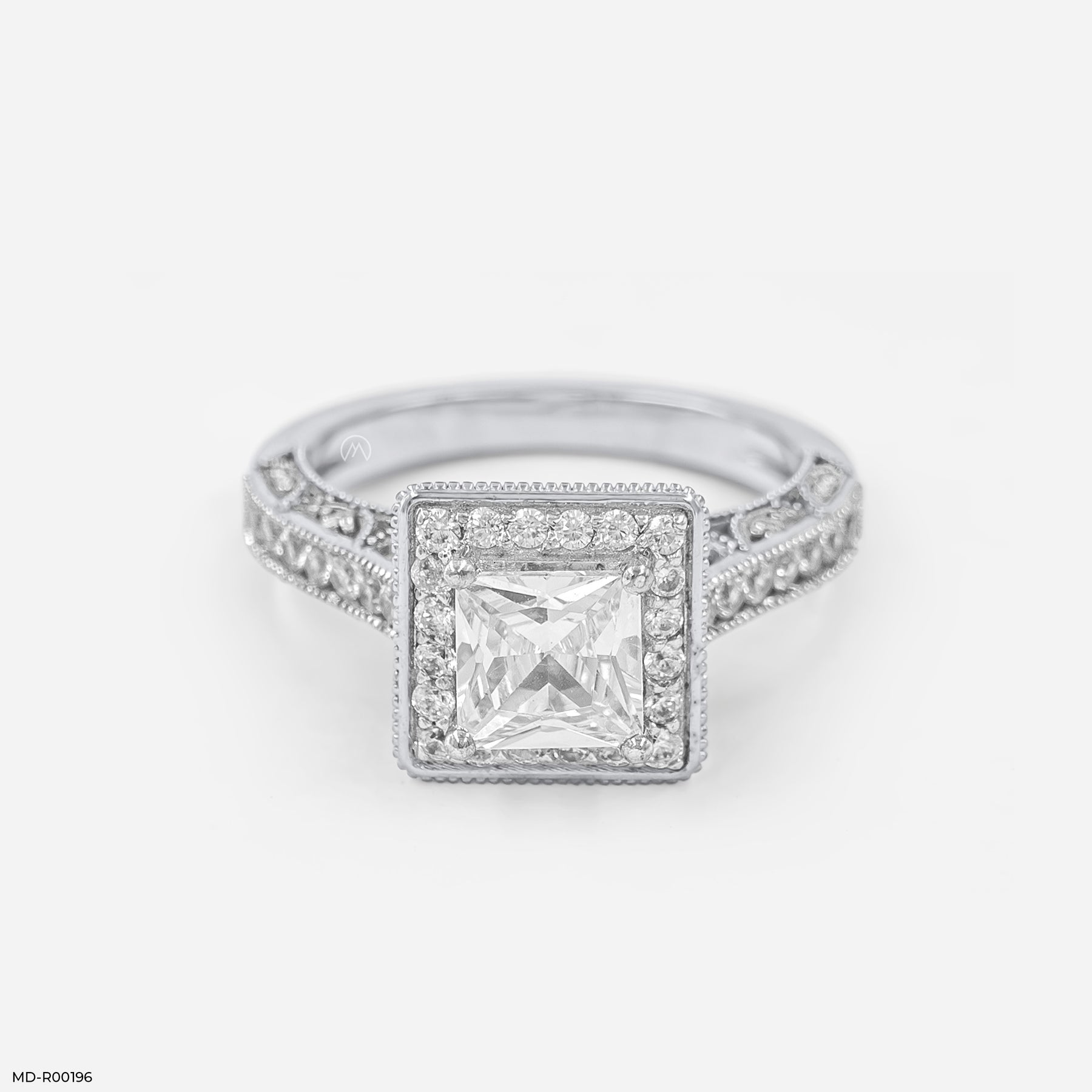 1.5 Carat Princess Cut Halo Ring 18K Yellow Gold