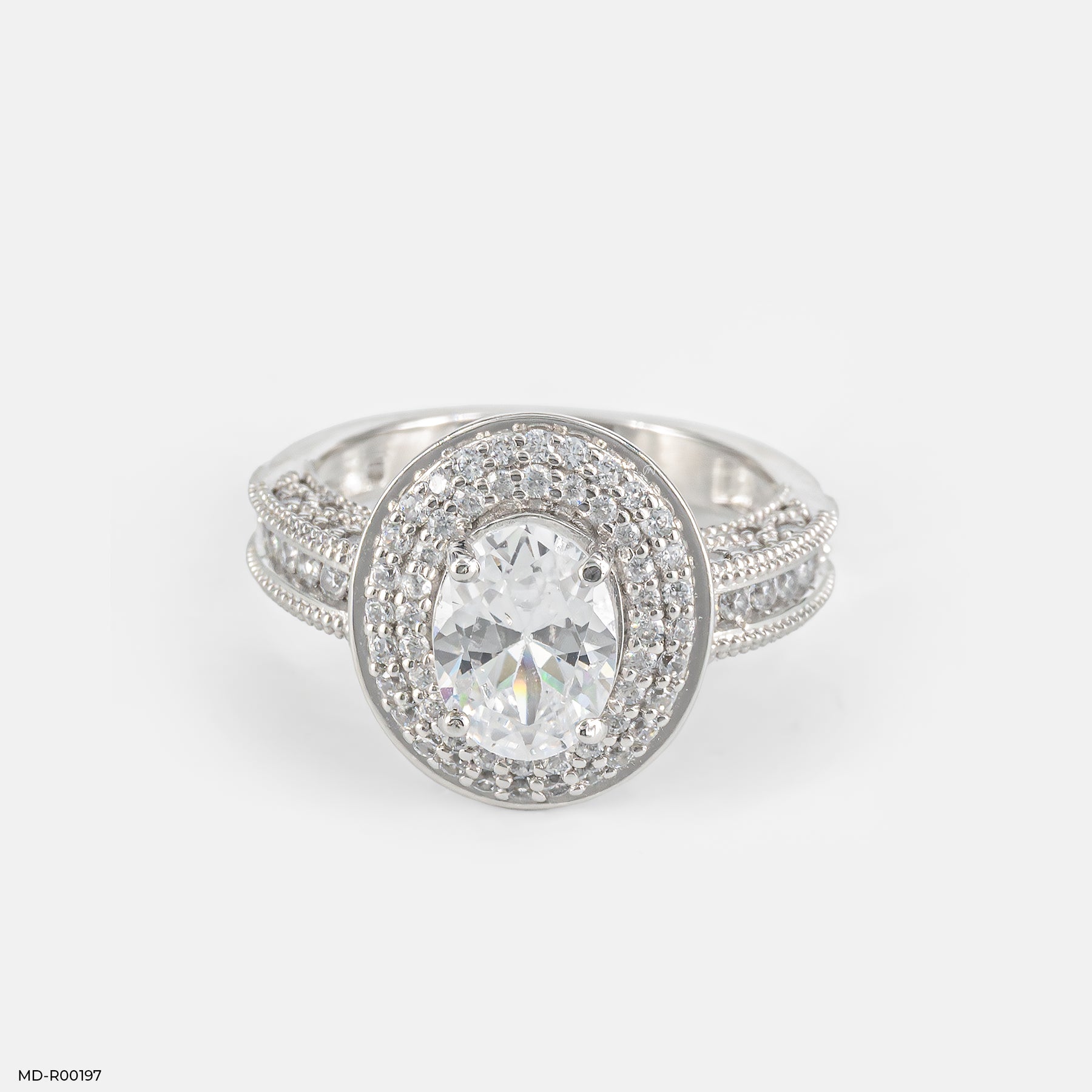 1.5 Carat Oval Solitaire Double Halo Ring 14K Yellow Gold