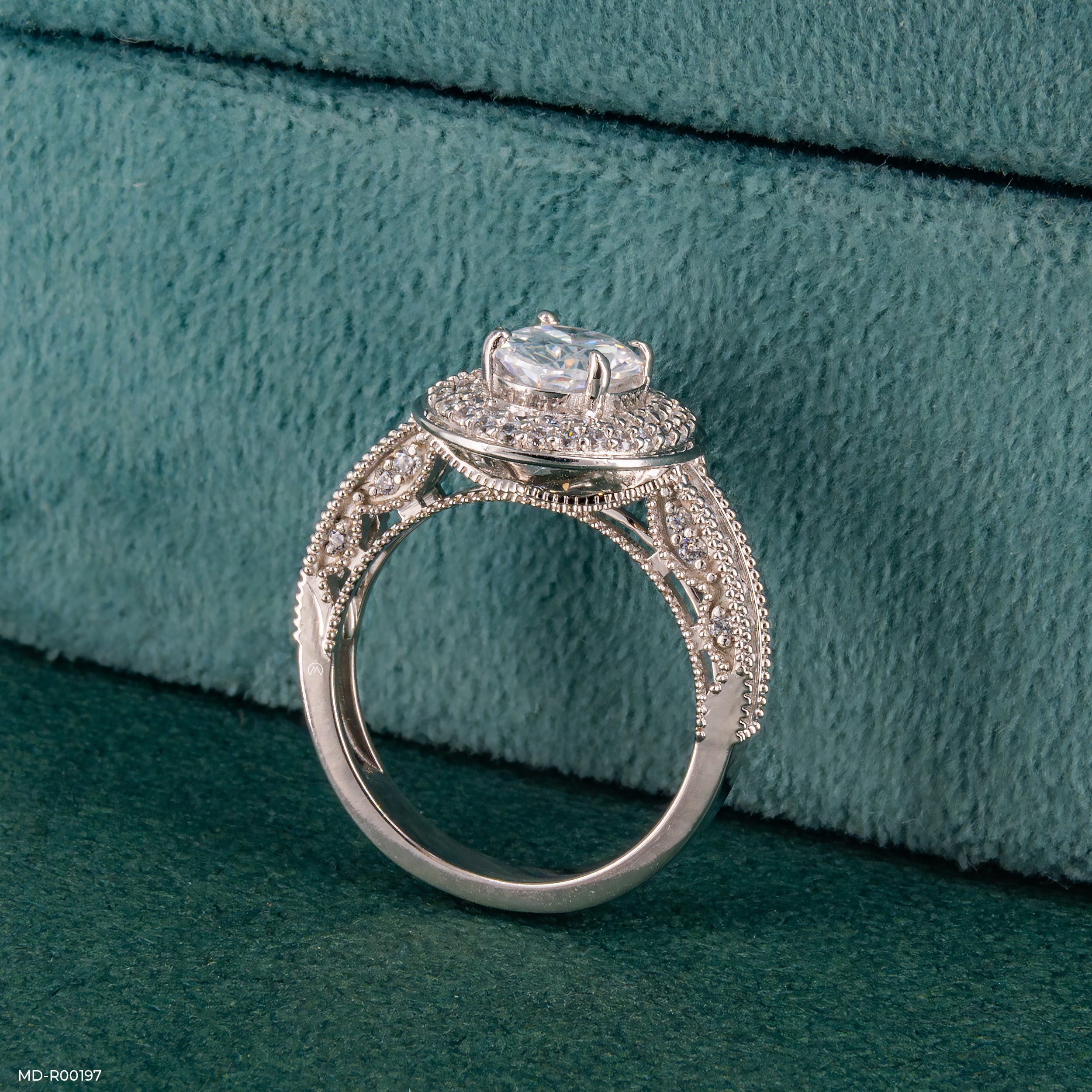 1.5 Carat Oval Solitaire Double Halo Ring