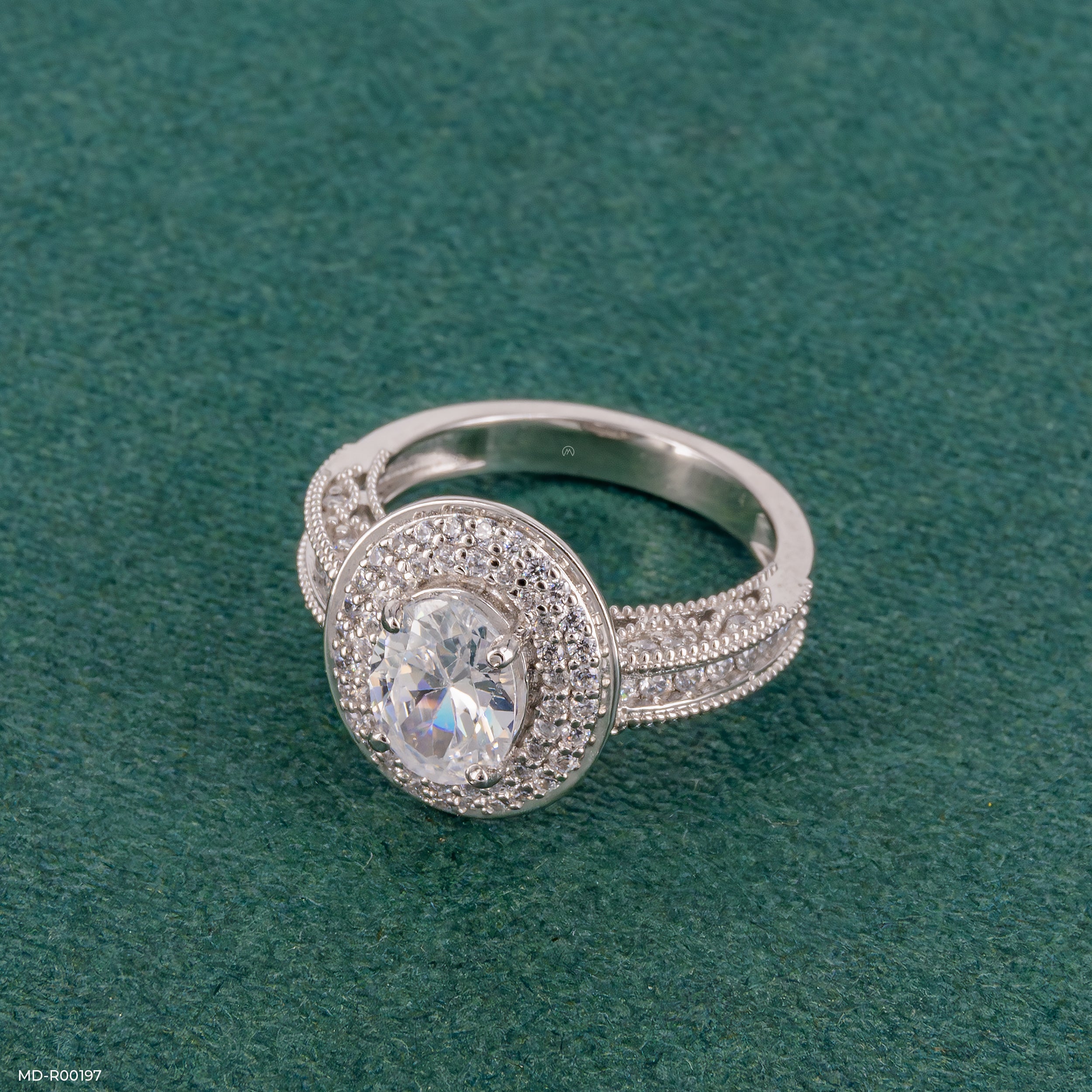 1.5 Carat Oval Solitaire Double Halo Ring