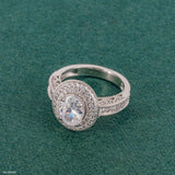 1.5 Carat Oval Solitaire Double Halo Ring 14K Rose Gold