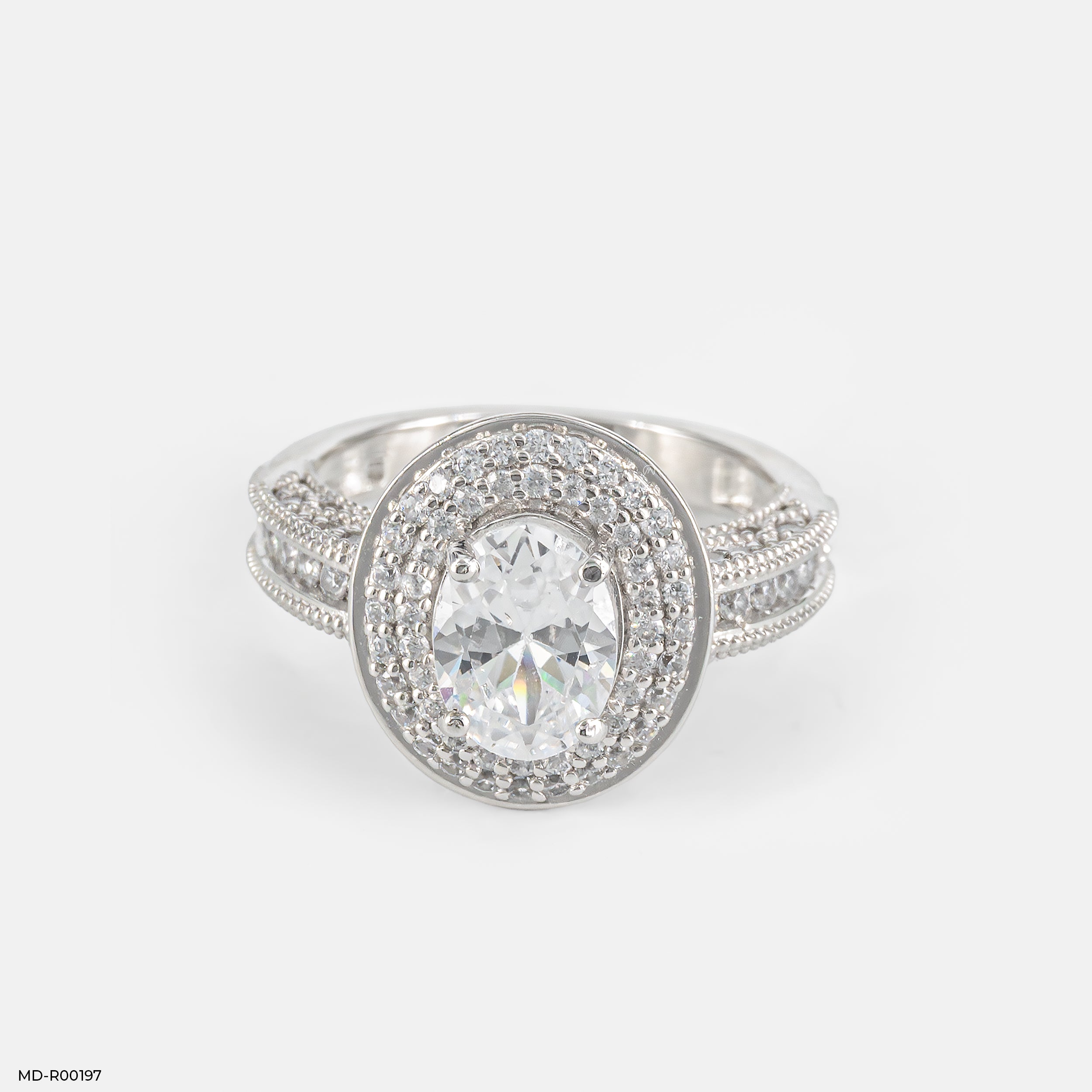 1.5 Carat Oval Solitaire Double Halo Ring