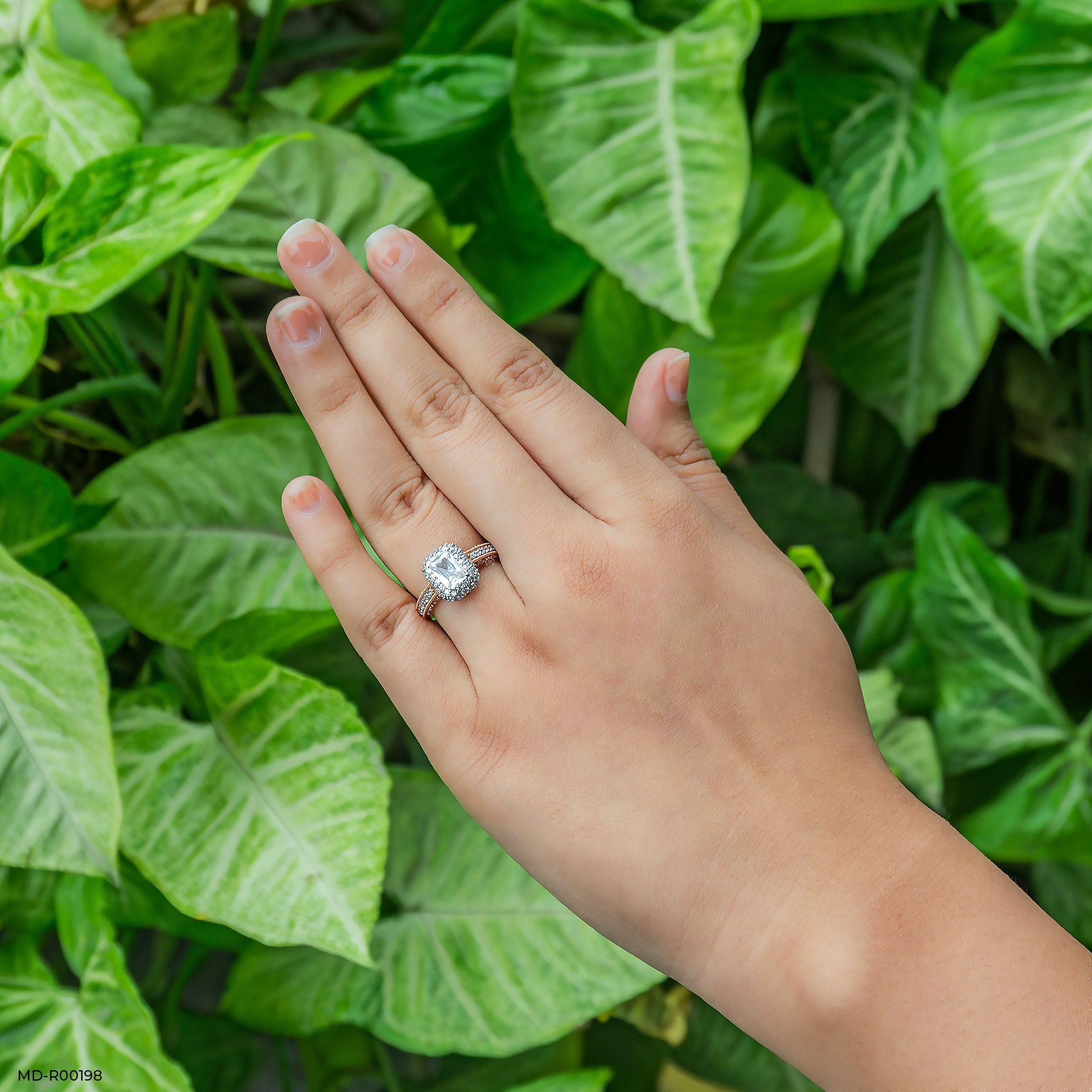 1.5 Carat Emerald Cut Solitaire Double Halo Ring 14K Rose Gold