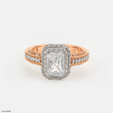 Emerald halo diamond Ring 14K Rose Gold