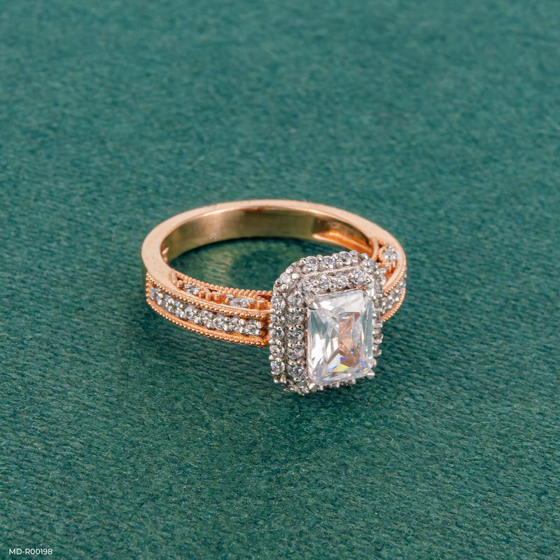 Emerald halo diamond Ring 14K Rose Gold