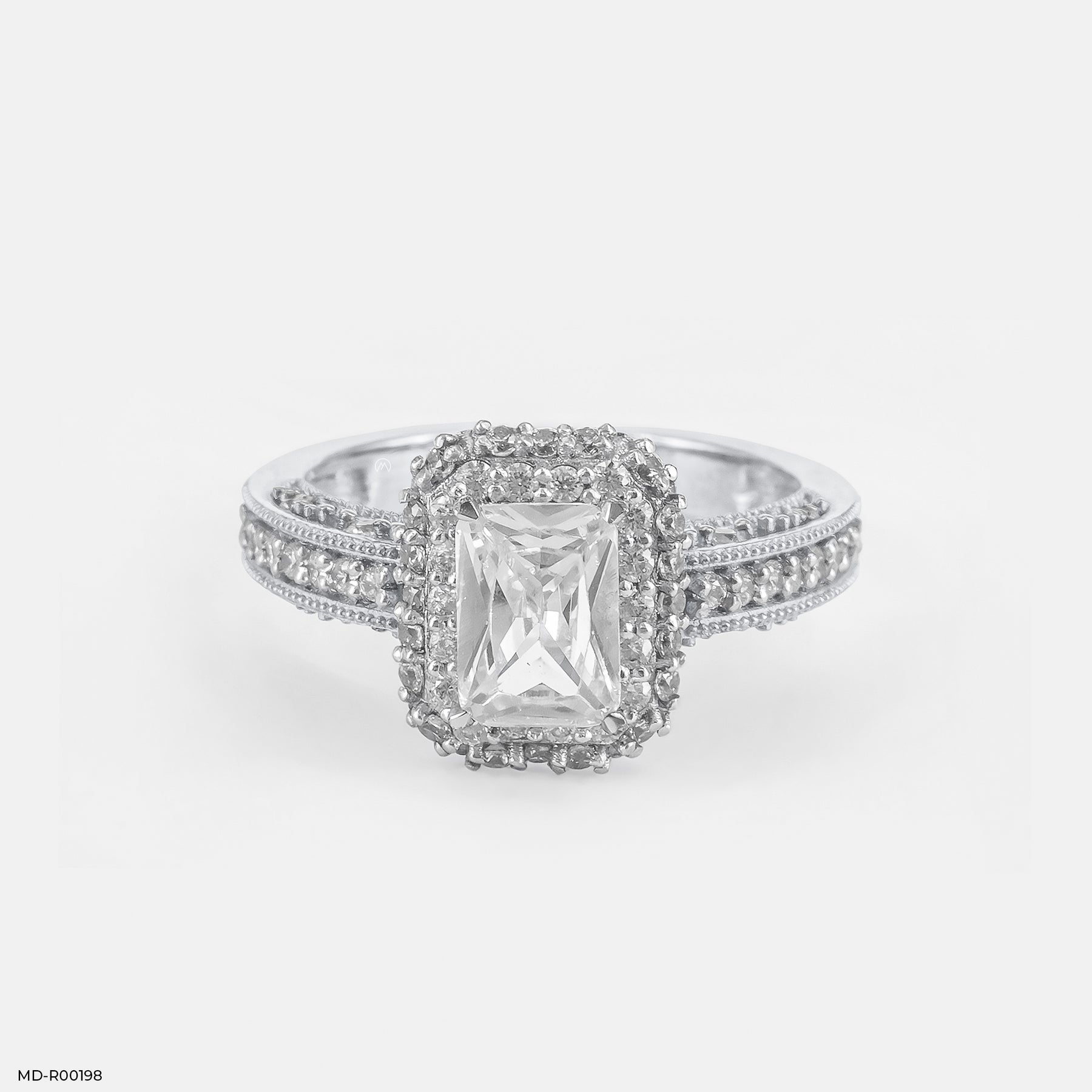 1.5 Carat Emerald Cut Solitaire Double Halo Ring Platinum 950