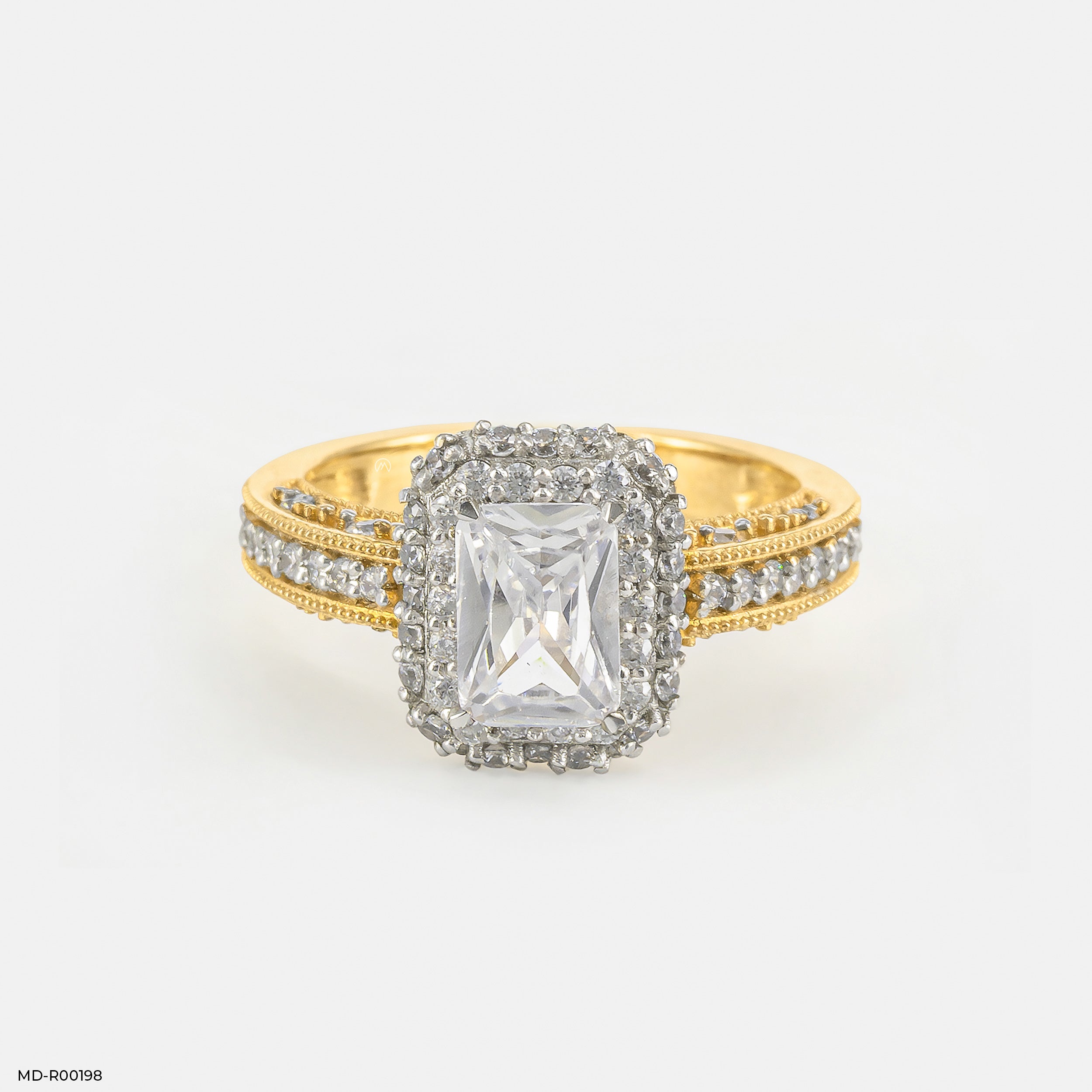 1.5 Carat Emerald Cut Solitaire Double Halo Ring 9K Rose Gold