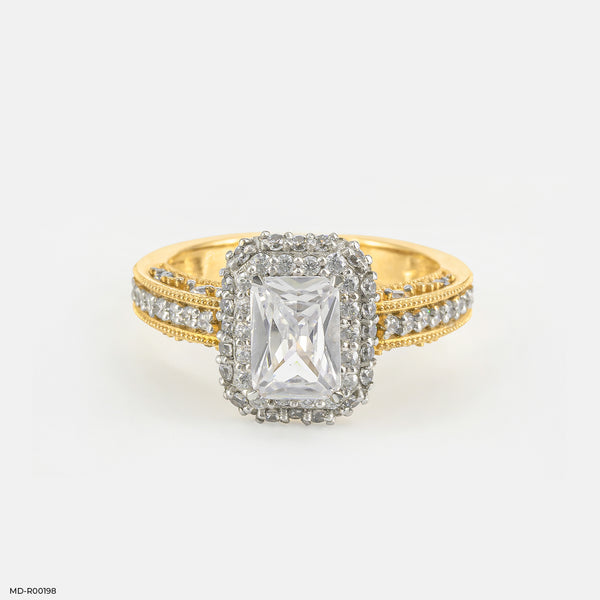 1.5 Carat Emerald Cut Solitaire Double Halo Ring 14K Yellow Gold
