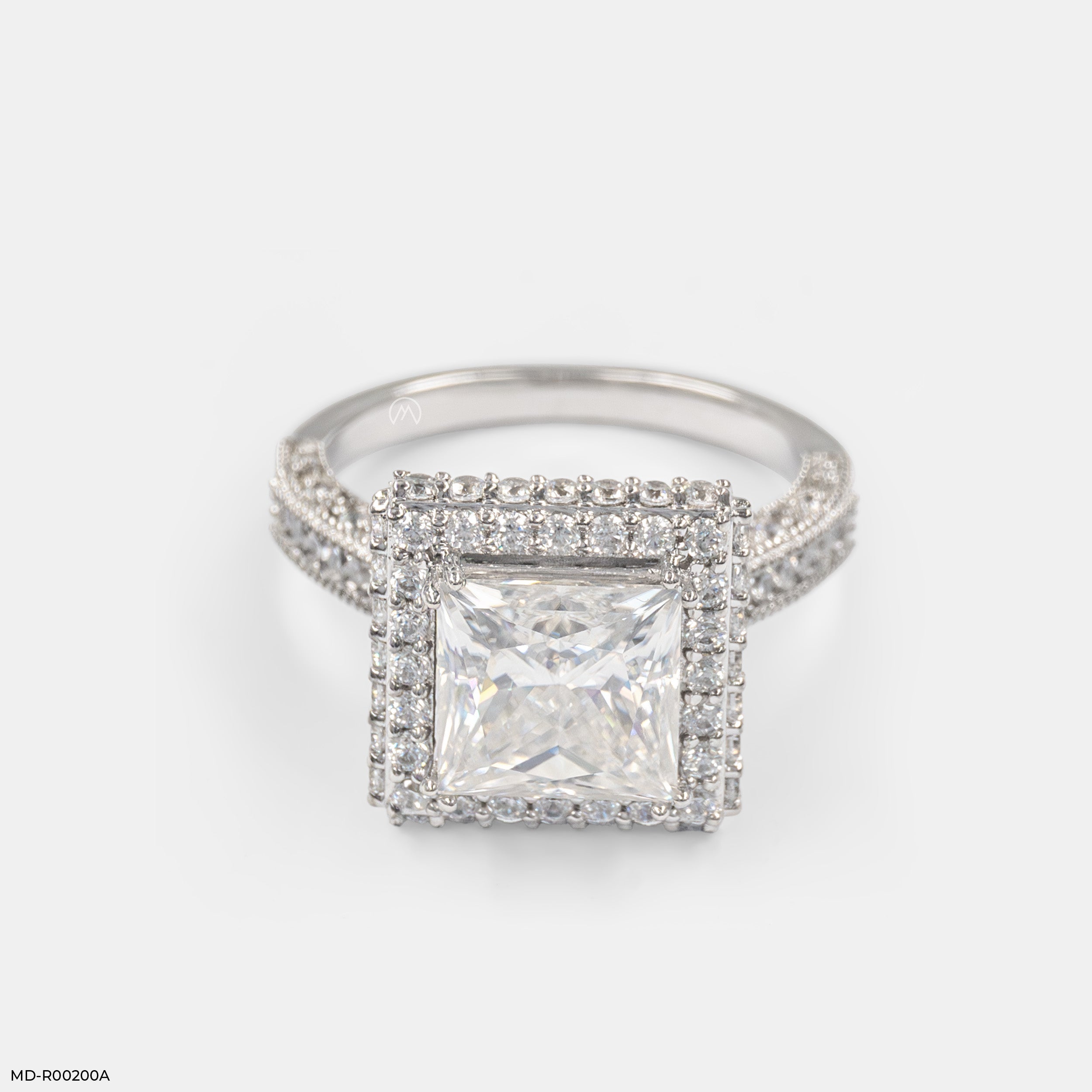 2.5 Carat Princess Cut Double Halo Ring 14K White Gold