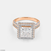 2.5 Carat Princess Cut Double Halo Ring 14K Rose Gold