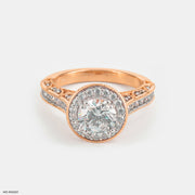 The Round Brilliant Vintage Halo Ring 9K Rose Gold