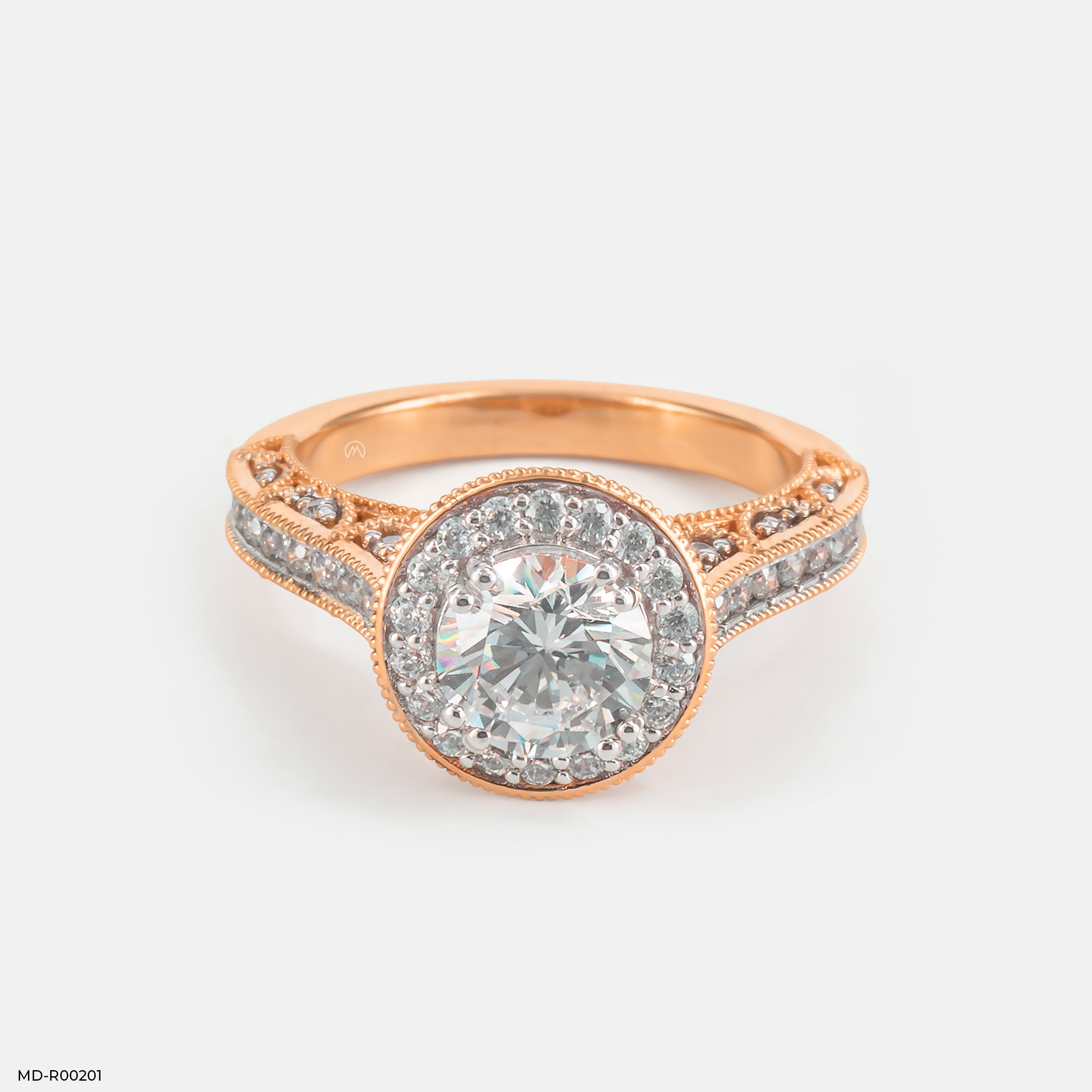 The Round Brilliant Vintage Halo Ring 9K Rose Gold