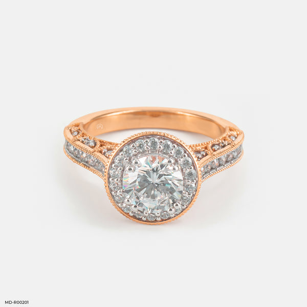 The Round Brilliant Vintage Halo Ring 18K Rose Gold