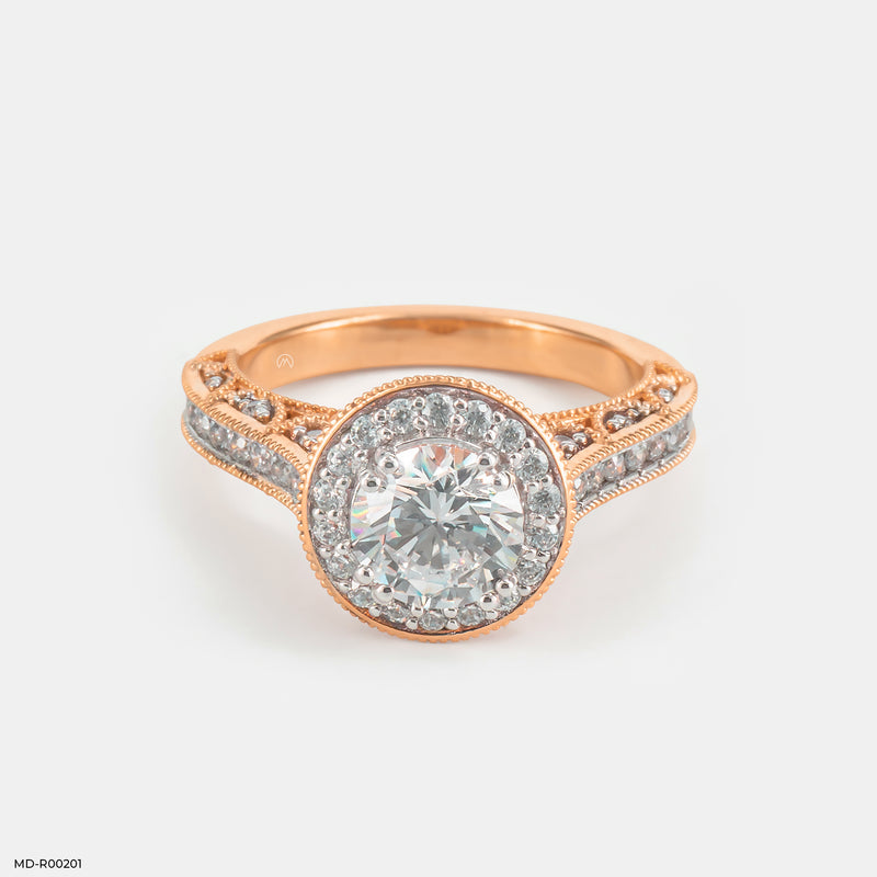 The Round Brilliant Vintage Halo Ring 14K Rose Gold