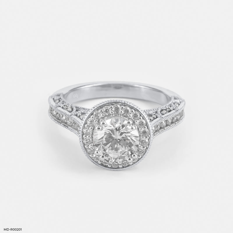The Round Brilliant Vintage Halo Ring 14K Rose Gold