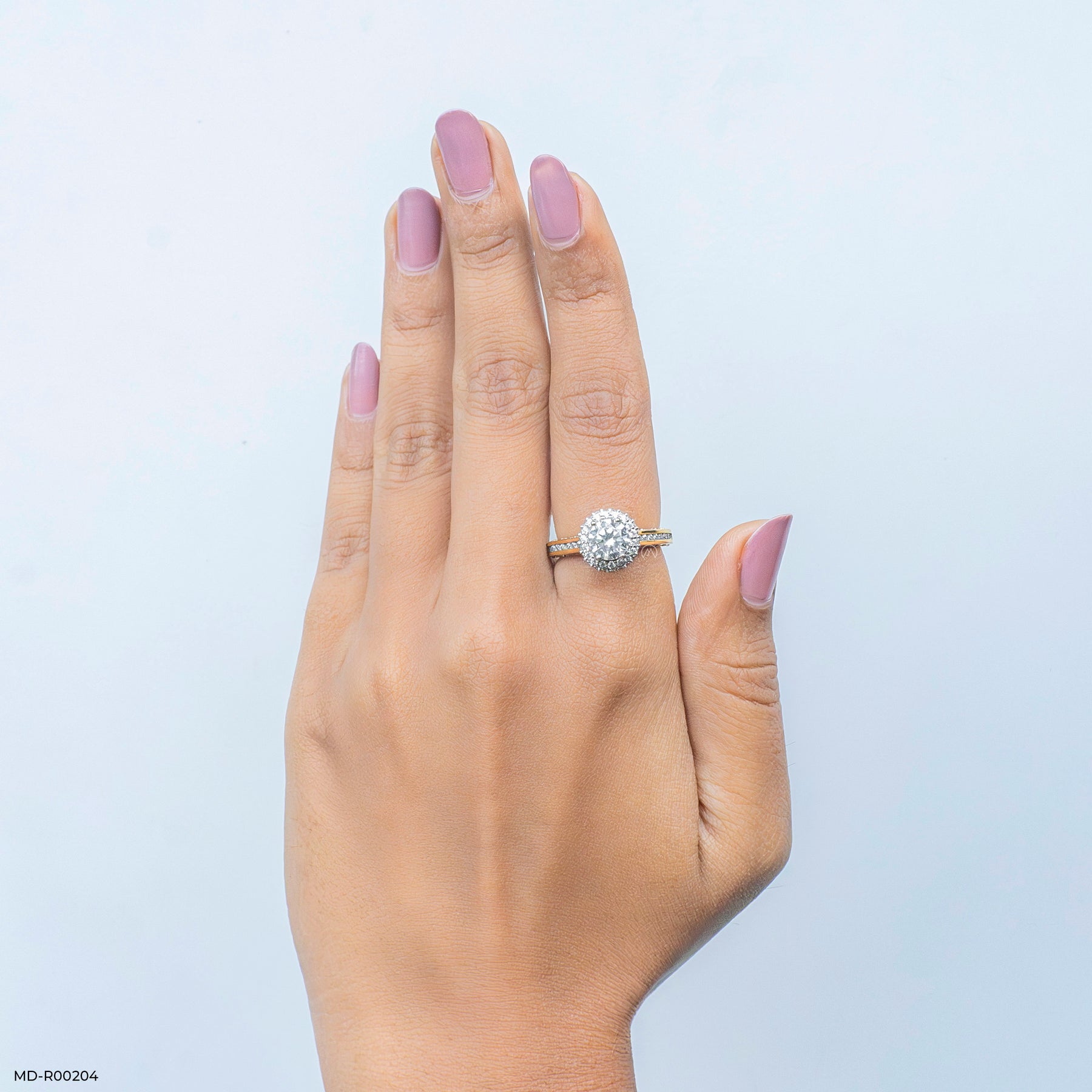 1 Carat Round Solitaire Double Halo Ring 18K White Gold