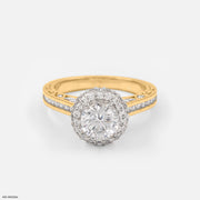 1 Carat Round Solitaire Double Halo Ring