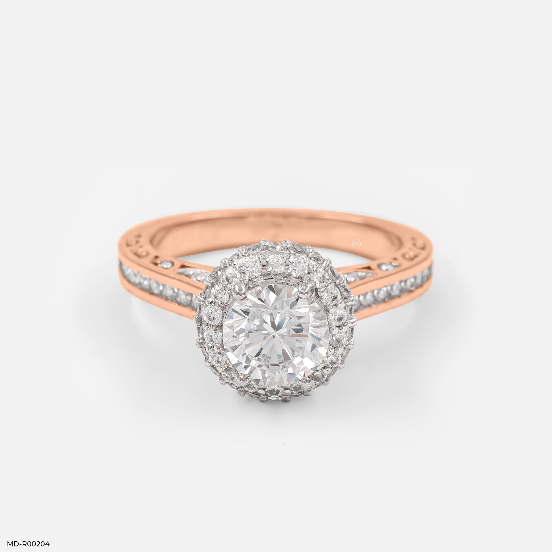 1 Carat Round Solitaire Double Halo Ring 18K White Gold