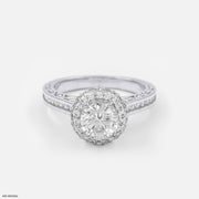1 Carat Round Solitaire Double Halo Ring 9K White Gold