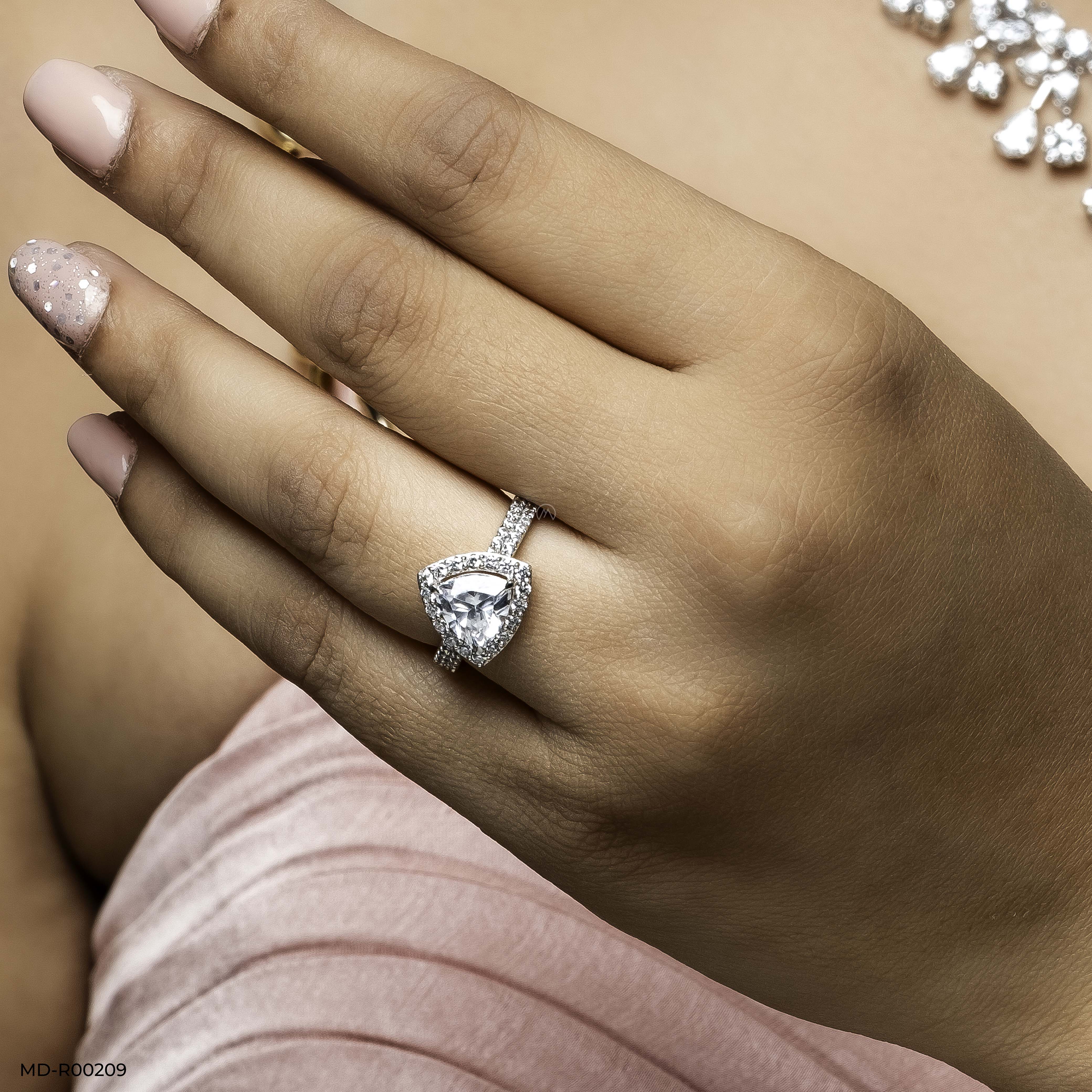 1.5 Carat Triangular Brilliant Cut Halo Ring
