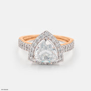 1.5 Carat Triangular Brilliant Cut Halo Ring 9K Rose Gold
