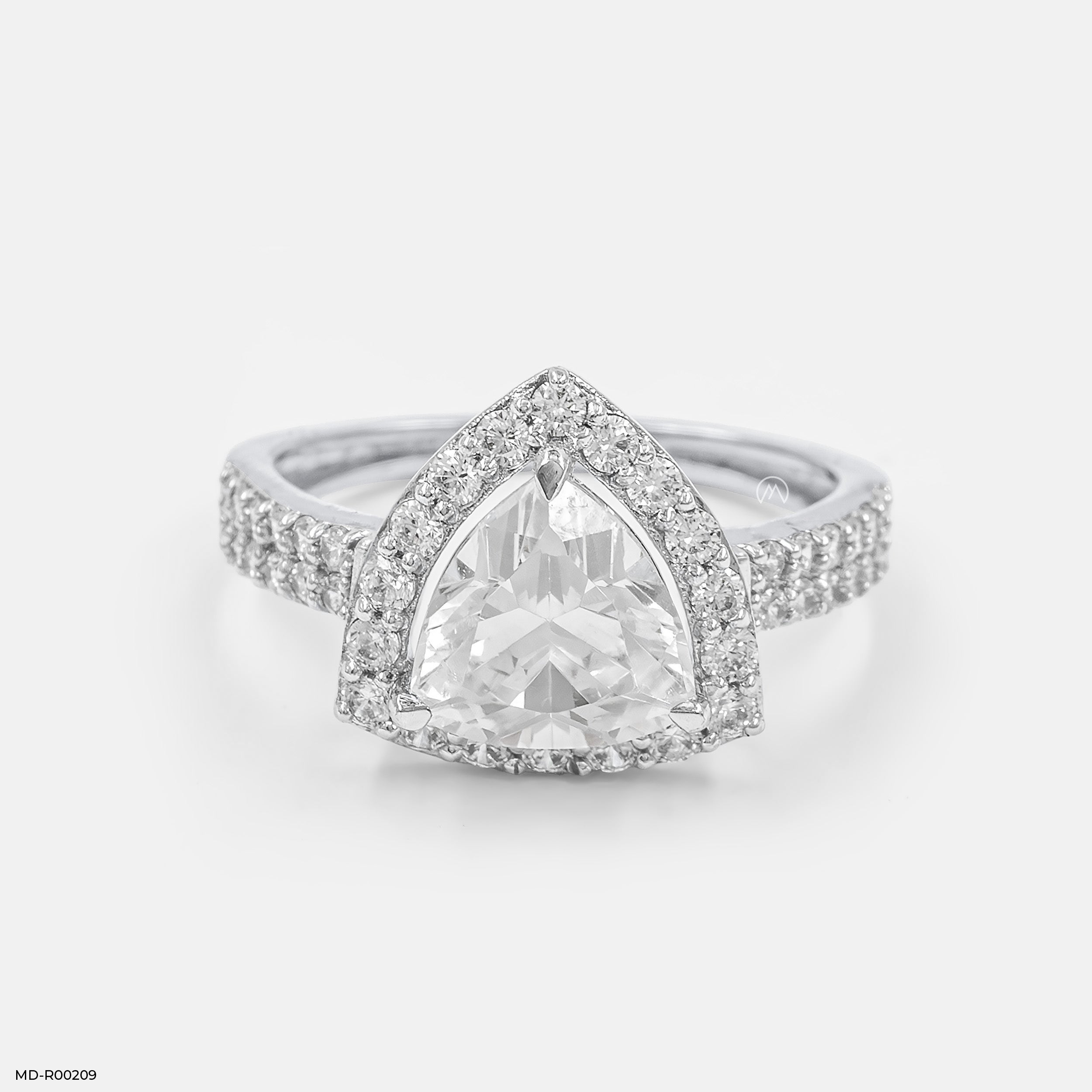 1.5 Carat Triangular Brilliant Cut Halo Ring 18K White Gold