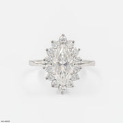 The Marquise Diamond Sunburst Ring 9K White Gold