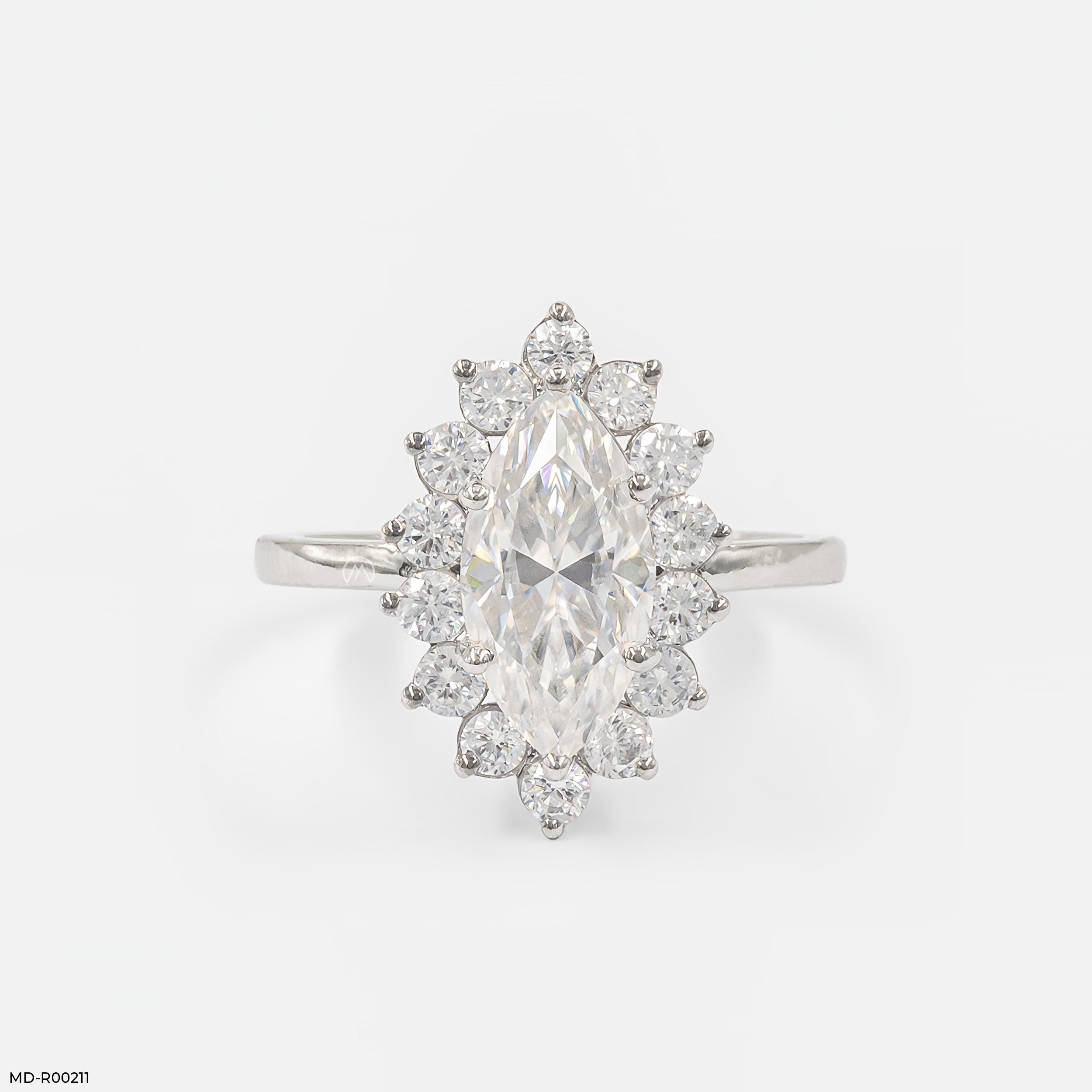 The Marquise Diamond Sunburst Ring 9K White Gold