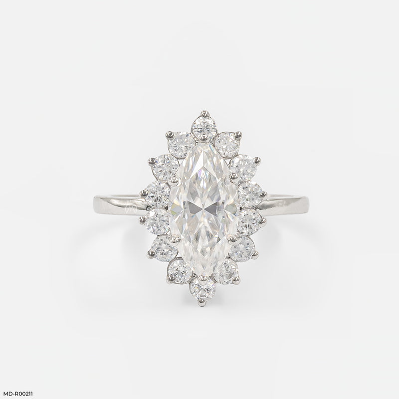 The Marquise Diamond Sunburst Ring 14K Rose Gold