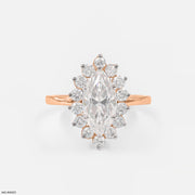 The Marquise Diamond Sunburst Ring 9K Rose Gold