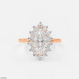 The Marquise Diamond Sunburst Ring 14K Rose Gold