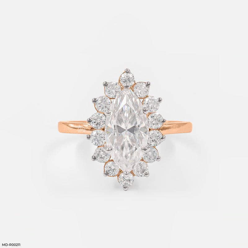 The Marquise Diamond Sunburst Ring 14K Rose Gold
