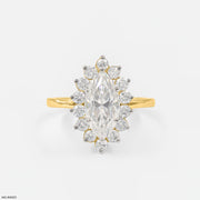 The Marquise Diamond Sunburst Ring 9K Yellow Gold