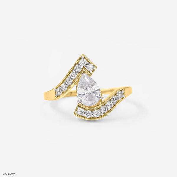 1 Carat Pear Solitaire Ring 18K Yellow Gold