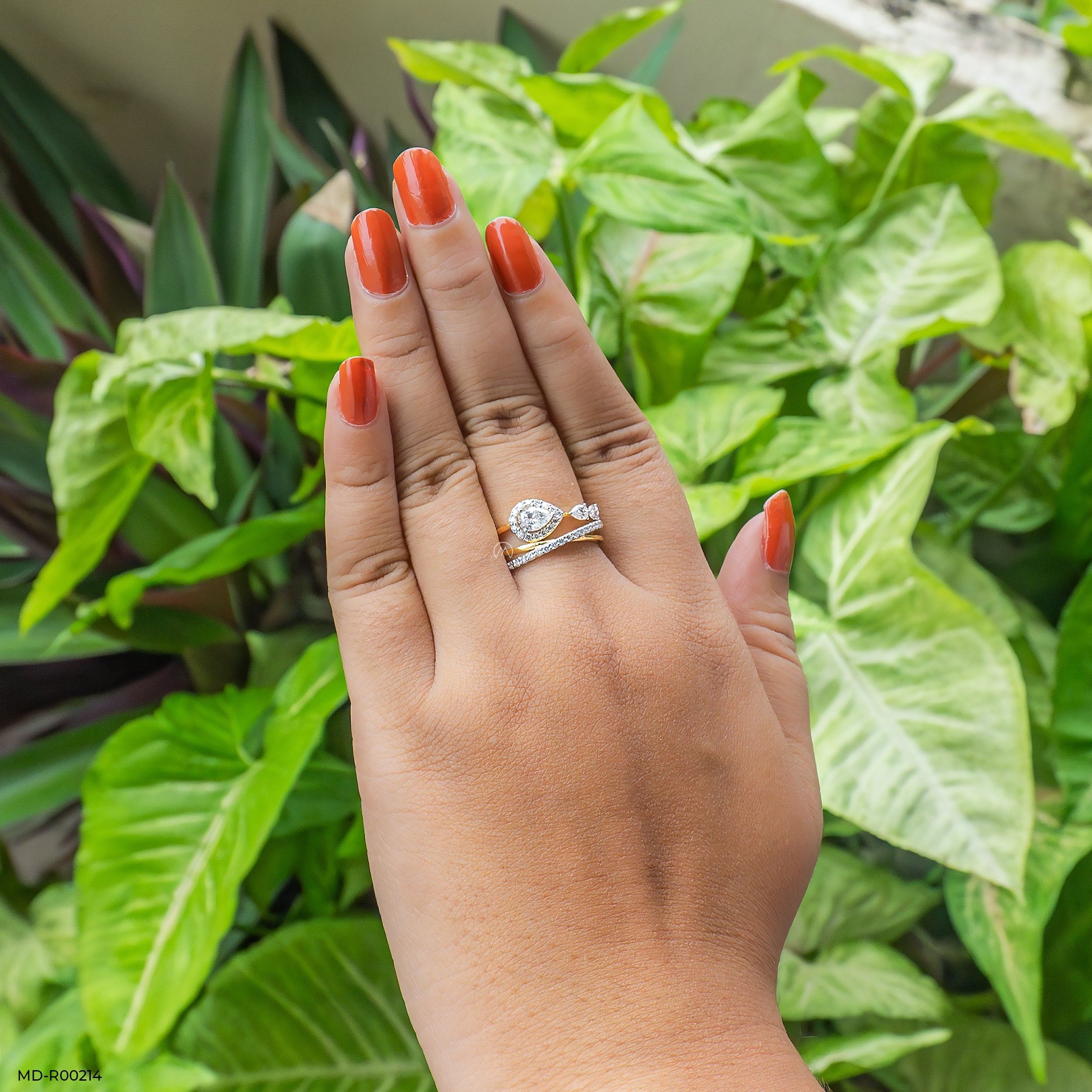 1 Carat Stardust Halo Pear Lab Diamond Solitaire Ring 14K Yellow Gold