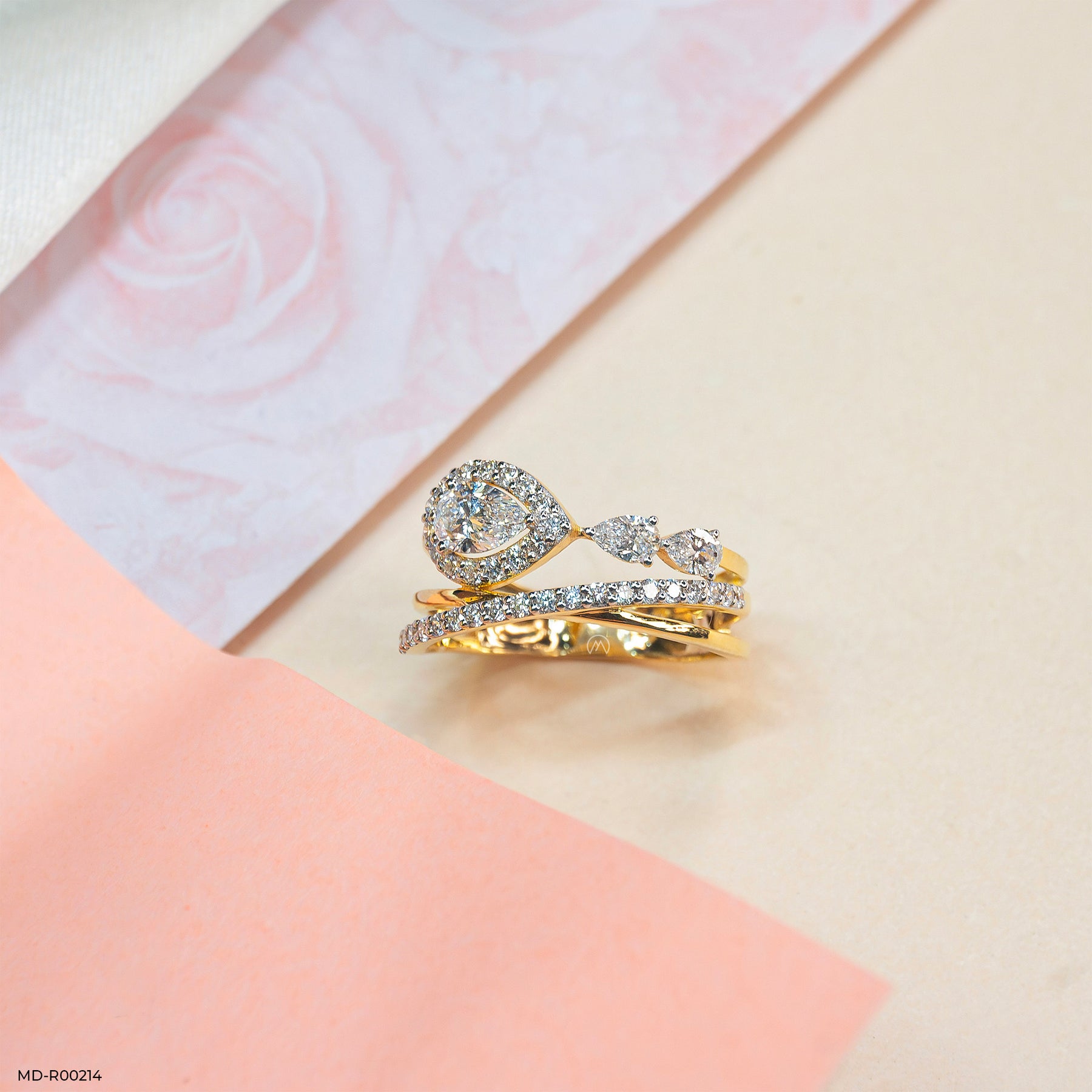 1 Carat Stardust Wrap Solitaire Lab Diamond Ring 14K Yellow Gold