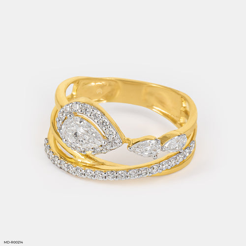 Pear Fancy  Diamond Rings 14K Yellow Gold