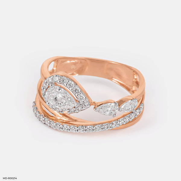 Pear Fancy  Diamond Rings 14K Rose Gold