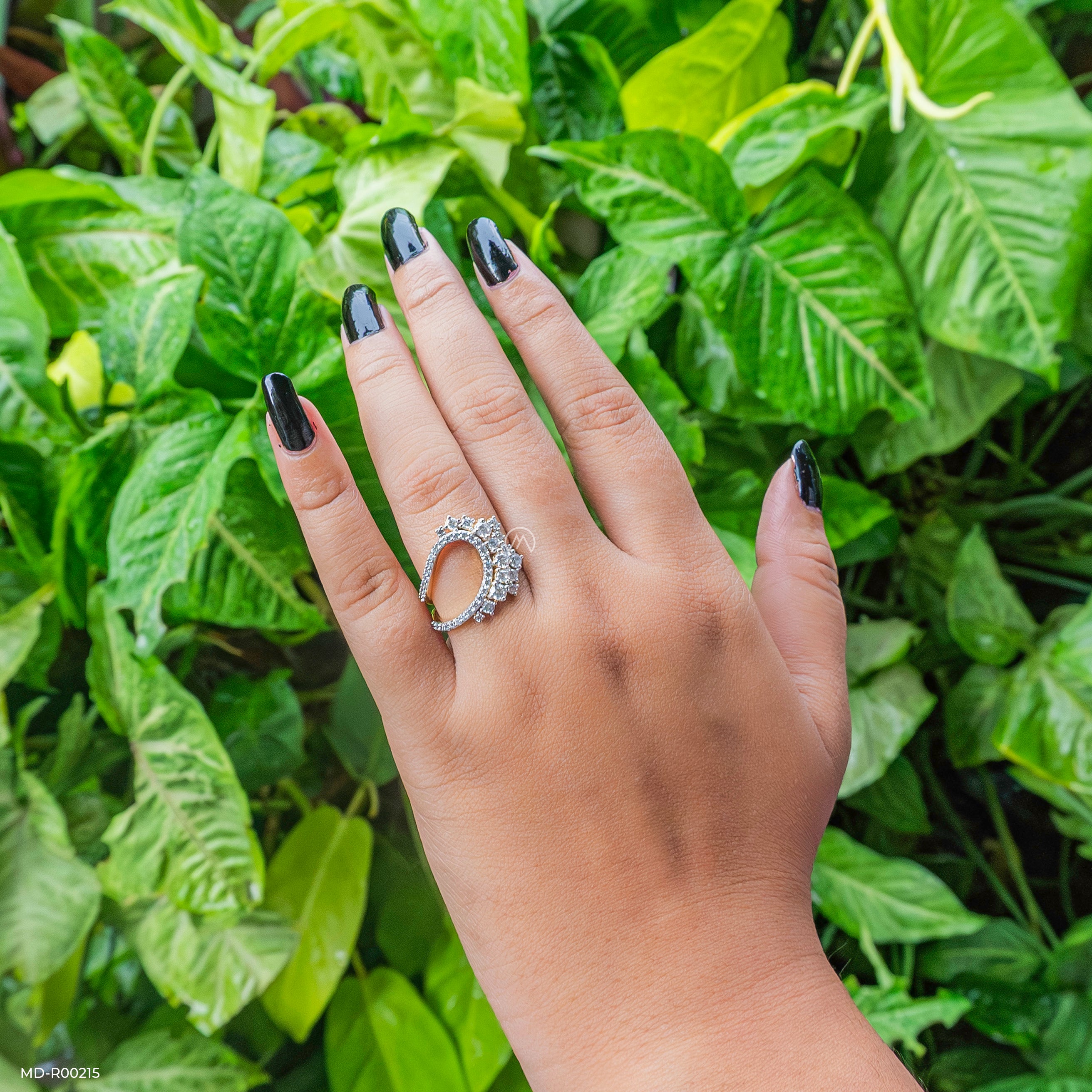 Crescent Cluster Ring 9K Rose Gold