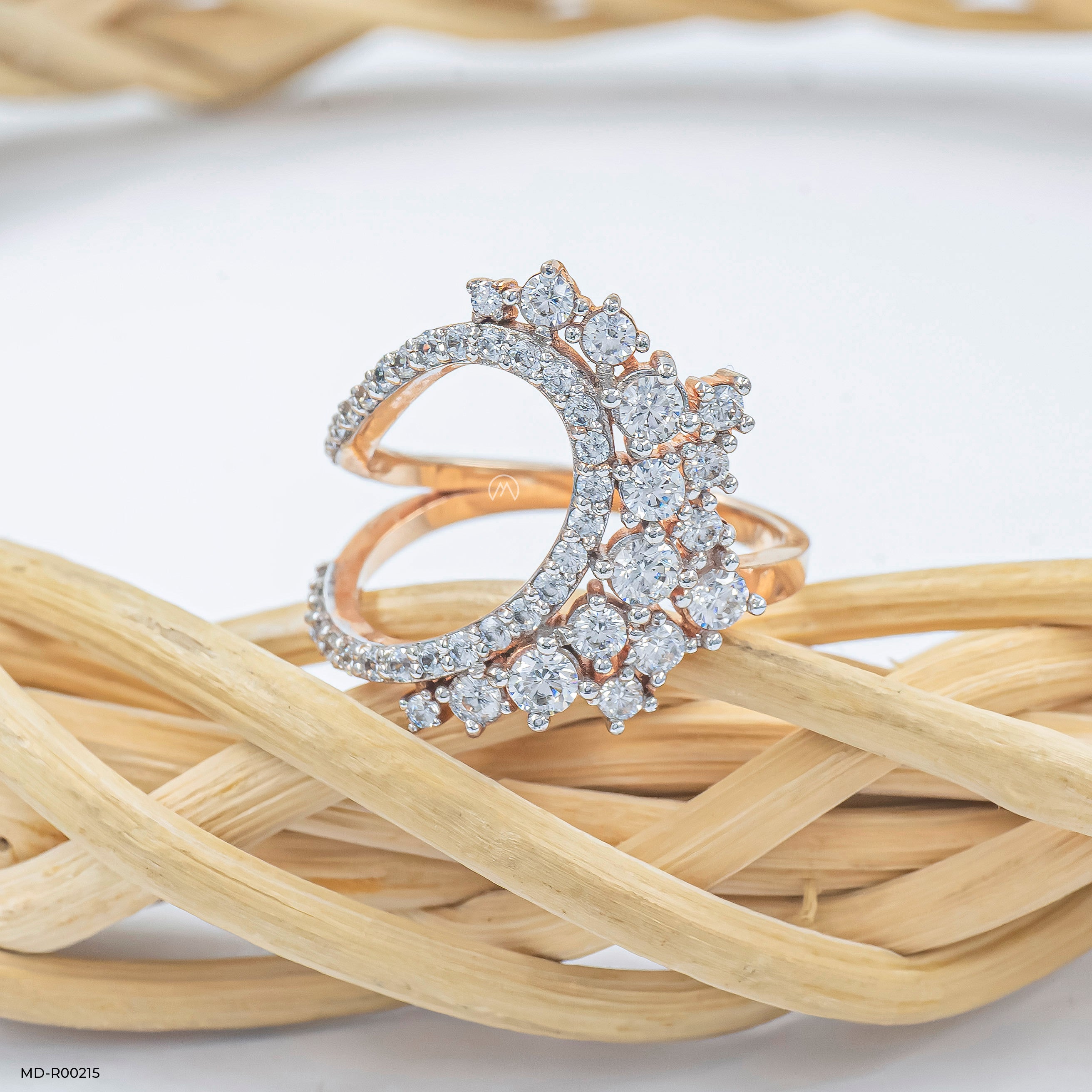 Crescent Cluster Ring 9K Rose Gold