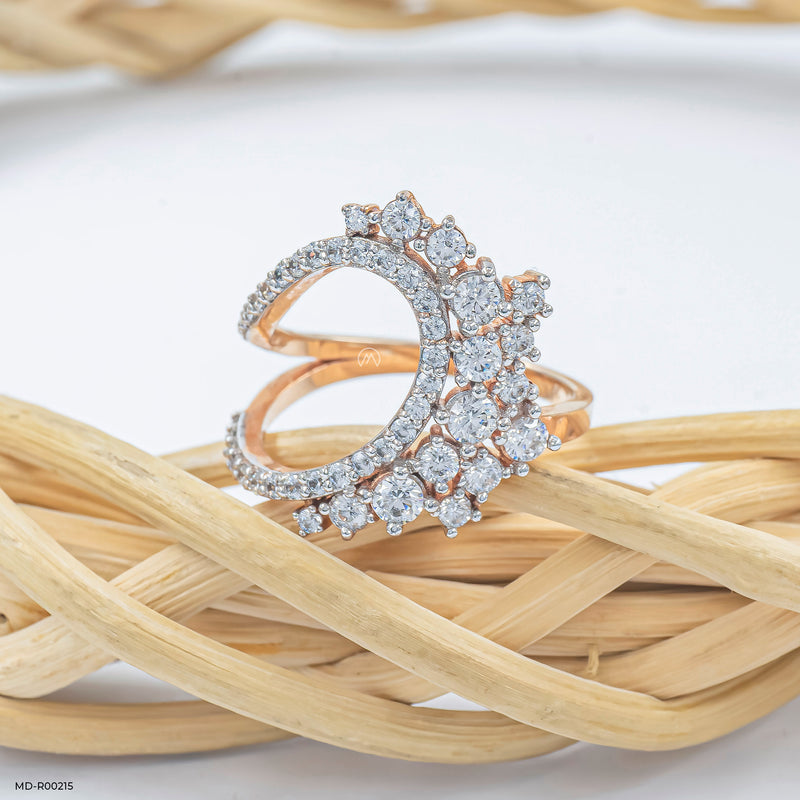 Crescent Cluster Ring 14K Yellow Gold