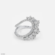 Crescent Cluster Ring 9K White Gold