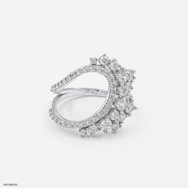 Crescent Cluster Ring Platinum 950