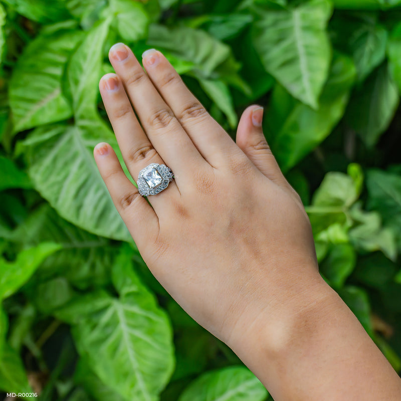 Emerald Cut Wedding Ring 14K White Gold