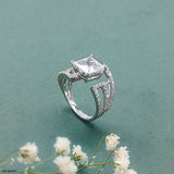 3 Carat Princess Cut Solitaire Diamond Ring 14K White Gold