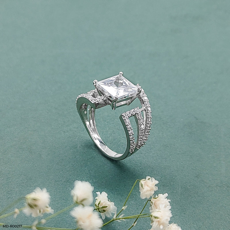 3 Carat Princess Cut Solitaire Diamond Ring 14K White Gold