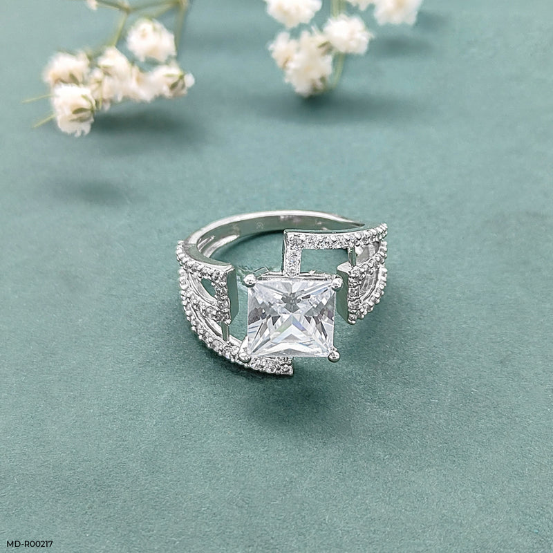 3 Carat Princess Cut Solitaire Diamond Ring 14K White Gold