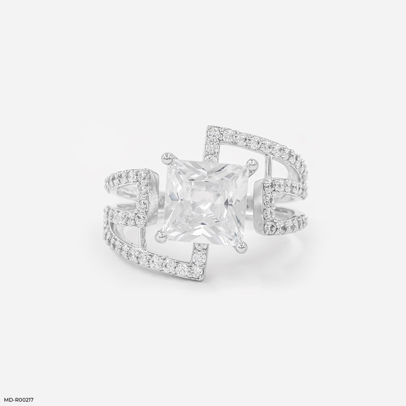 3 Carat Princess Cut Solitaire Diamond Ring 14K White Gold
